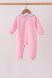 Pink turkey embroidery ruffle romper