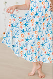 Anchors Away Ruffle Maxi Dress