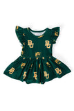 Baylor Green Bear S/S Flutter Twirl Bodysuit