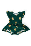 Baylor Green Bear S/S Flutter Twirl Bodysuit