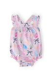 Beachside Bows Ruffle Cross Back Romper