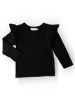 Black L/S Ruffle Tee