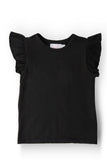 Black S/S Ruffle Tee