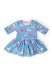 Blue Moon 3/4 Sleeve Twirl Bodysuit