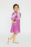 Carnation Pink Velvet Ruffle Twirl Dress