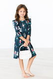 Christmas Ballet 3/4 Sleeve Ruffle Twirl Dress
