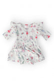 Clara's Christmas 3/4 Sleeve Flutter Twirl Bodysuit