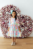 Conversation Hearts 3/4 Sleeve Ruffle Twirl Dress