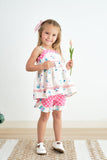 Platinum balcony print strap girl set