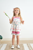 Platinum balcony print strap girl set
