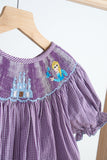 Purple castle hand smocked gingham dress