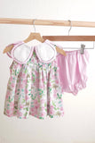 Pink easter cross emrboidery floral girl set