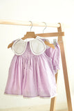 Lavender floral bow embroidery swiss dot girl bloomer set