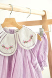 Lavender floral bow embroidery swiss dot girl bloomer set