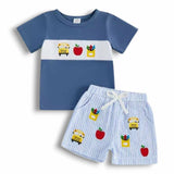 School Bus Smocked Shorts Set