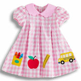 Pink Gingham School Pleated Dress
