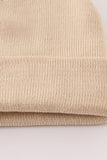 Beige ribbed basic knit beanie hat