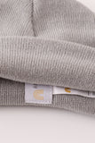 Grey ribbed basic knit beanie hat