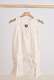 White hand embroidery floral lace jumpsuit