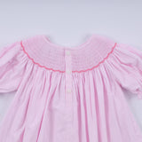Pink christmas tree hand smocked dress