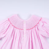 Pink christmas tree hand smocked ruffle pants set