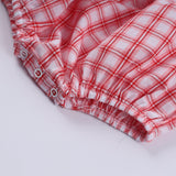 Red christmas santa claus hand smocked plaid bubble