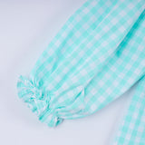 Mint christmas nutcracker hand smocked gingham ruffle pants set