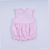 Pink princess hand smocked plaid bubble
