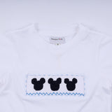 Blue character hand smocked gingham shorts set