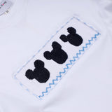 Blue character hand smocked gingham shorts set