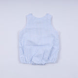 Blue character hand smocked gingham bubble