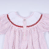 Red gingerbread hand smocked bubble