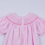 Pink christmas tree hand smocked ruffle romper
