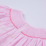 Pink christmas tree hand smocked ruffle romper
