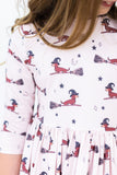 Happy Howl-oween 3/4 Sleeve Pocket Twirl Dress