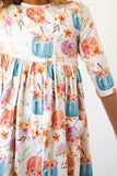 Harvest Blooms 3/4 Sleeve Pocket Twirl Dress