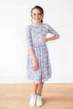 Head in the Clouds 3/4 Sleeve Pocket Twirl Dress