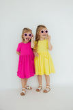 Hot Pink S/S Pocket Twirl Dress