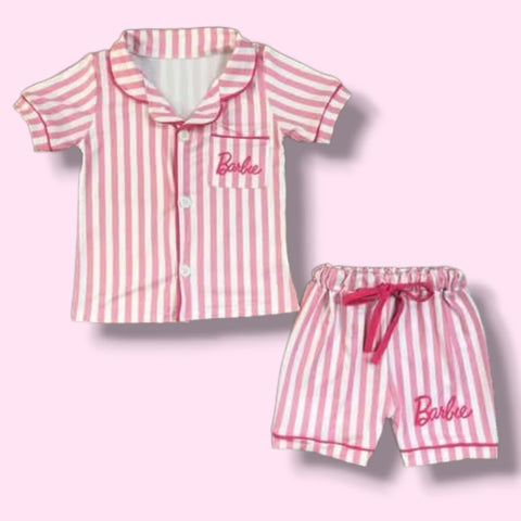 Barbee Pink Striped Shorts Pajamas