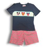 Navy Super Hero Mouse Ears Smocked Shorts Set