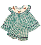 Mallards Smocked Green Gingham Shorts Set