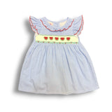 Blue Gingham Watermelon Smocked Bishop Sundress