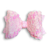 Faux Leather & Lace Glitter Bow