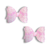 Faux Leather & Lace Glitter Bow