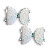 Faux Leather & Lace Glitter Bow