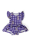 JMU Plaid Duke Dog S/S Flutter Twirl Bodysuit