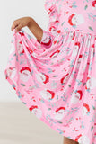 Jolly Old Saint Nick 3/4 Sleeve Ruffle Twirl Dress