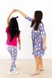 Kitties in the Clouds 3/4 Sleeve Pocket Twirl Dress