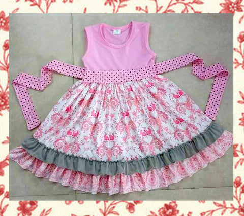 Pink Bunny Toile Twirl Dress *Clearance