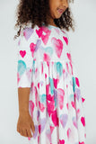 Light Hearted 3/4 Sleeve Pocket Twirl Dress